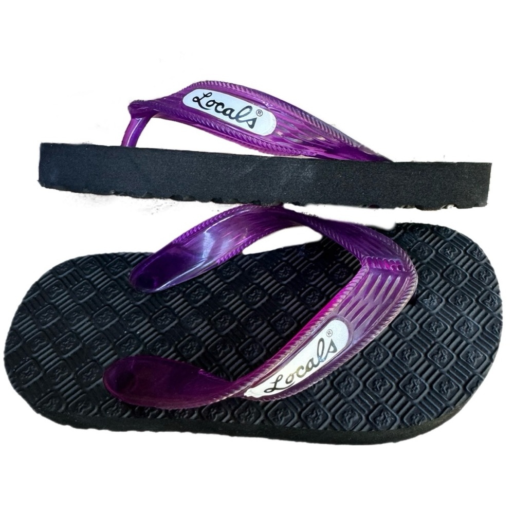 Locals Kids Flip Flops Size 10 Purple Black Beach Sandals Toddler NWOT